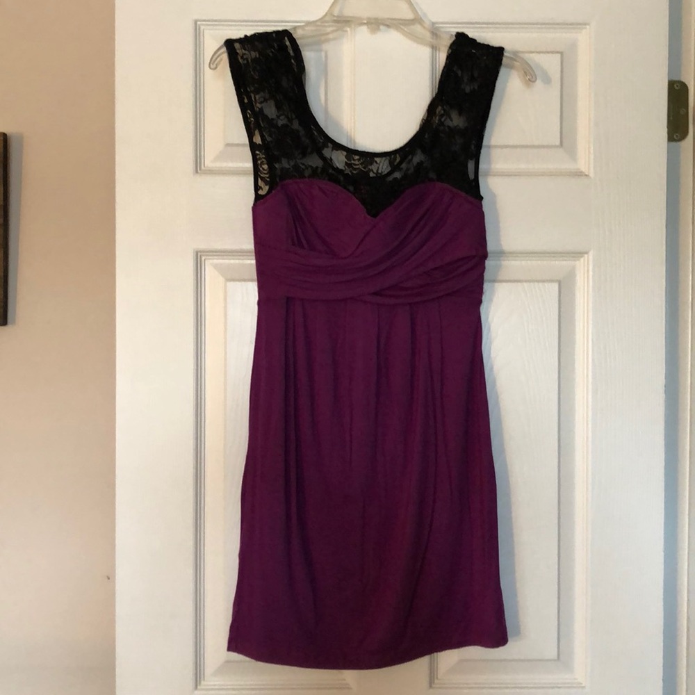 2b Bebe purple/black lace dress
